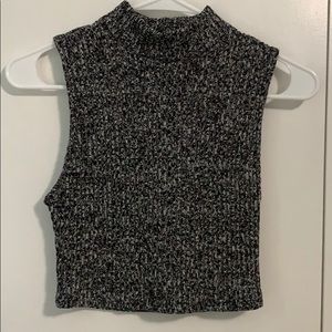 silence + noise • marled blk/wht sweater crop top